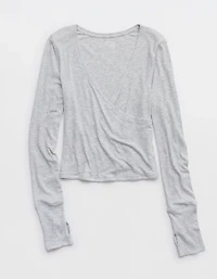 OFFLINE By Aerie Thumbs Up Ribbed Wrap Top