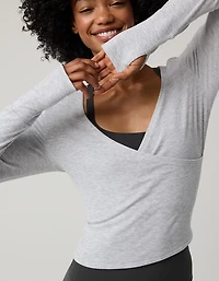OFFLINE By Aerie Thumbs Up Ribbed Wrap Top