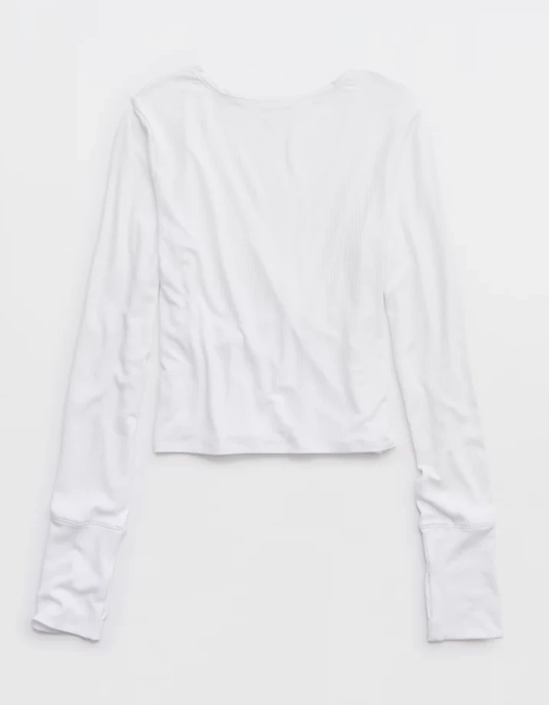 OFFLINE By Aerie Thumbs Up Ribbed Wrap Top