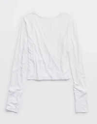OFFLINE By Aerie Thumbs Up Ribbed Wrap Top