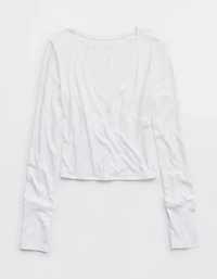 OFFLINE By Aerie Thumbs Up Ribbed Wrap Top