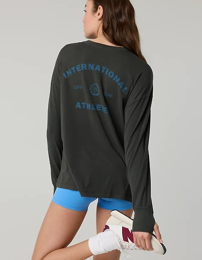 OFFLINE By Aerie Let's Stretch Long Sleeve Boyfriend T-Shirt