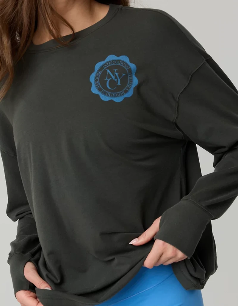 OFFLINE By Aerie Let's Stretch Long Sleeve Boyfriend T-Shirt