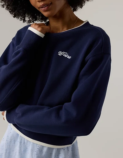 OFFLINE By Aerie Cloud Fleece V-Neck Crew Sweatshirt