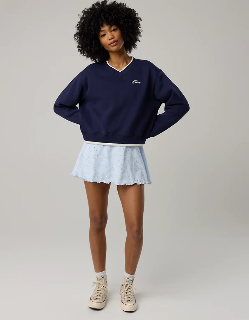 OFFLINE By Aerie Cloud Fleece V-Neck Crew Sweatshirt