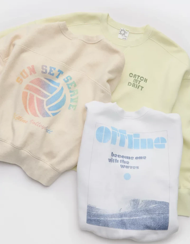 OFFLINE By Aerie Cloud Fleece Classic Crewneck Sweatshirt