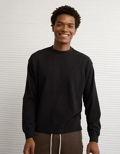 AE Long-Sleeve Boxy Sueded Jersey T-Shirt