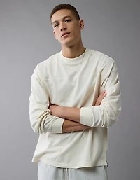 AE Long-Sleeve Boxy Sueded Jersey T-Shirt