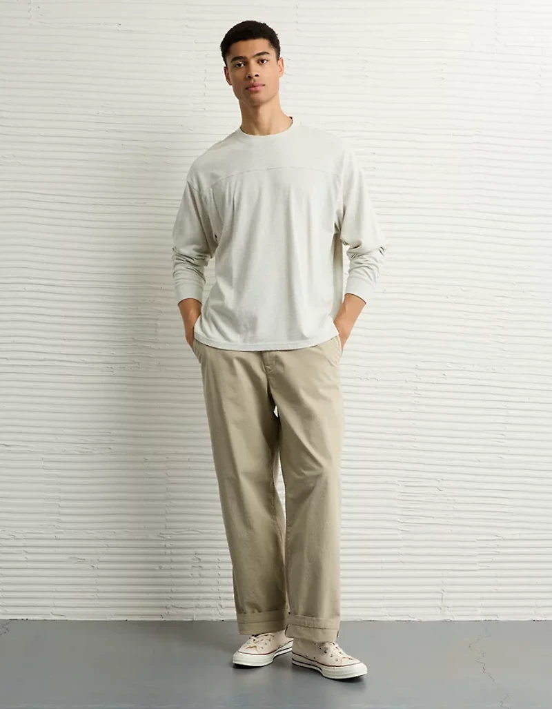 AE Long-Sleeve Boxy Sueded Jersey T-Shirt