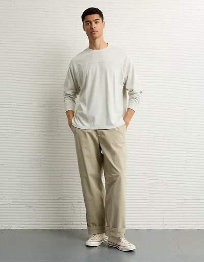 AE Long-Sleeve Boxy Sueded Jersey T-Shirt