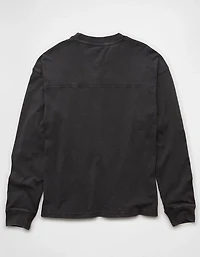 AE Long-Sleeve Boxy Sueded Jersey T-Shirt