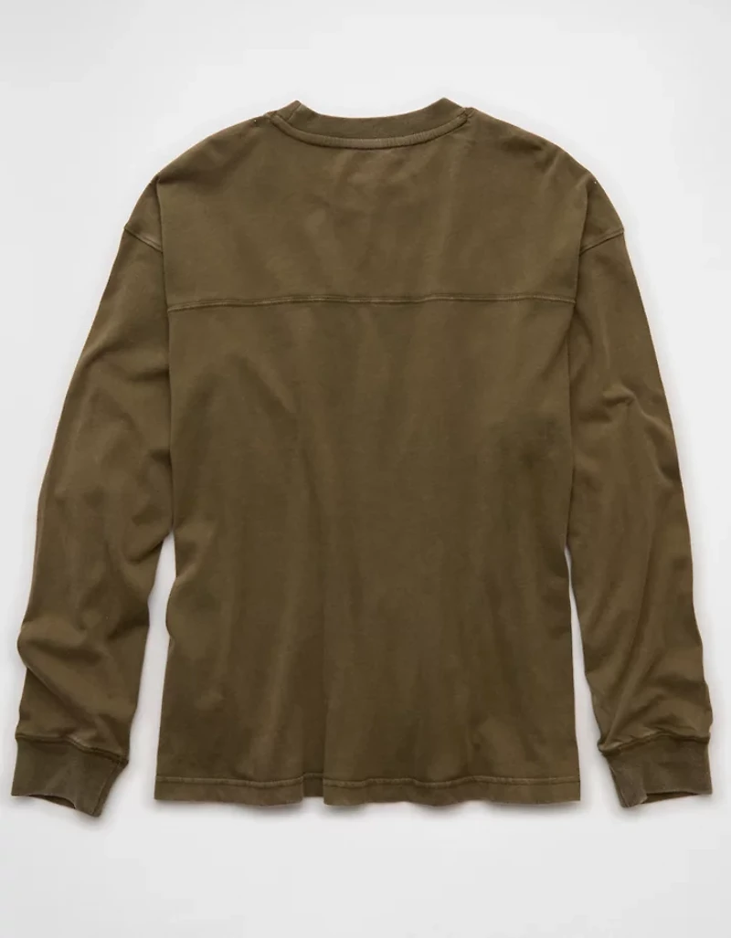 AE Long-Sleeve Boxy Sueded Jersey T-Shirt