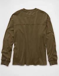 AE Long-Sleeve Boxy Sueded Jersey T-Shirt