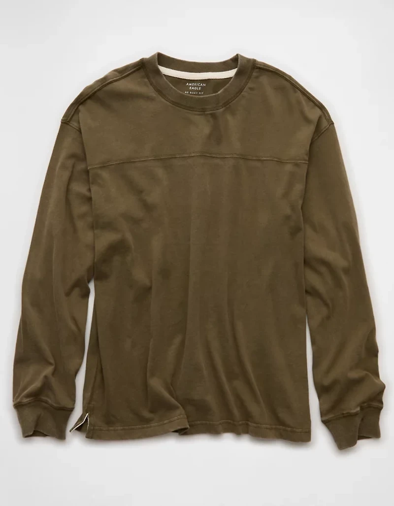 AE Long-Sleeve Boxy Sueded Jersey T-Shirt
