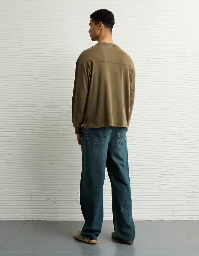 AE Long-Sleeve Boxy Sueded Jersey T-Shirt