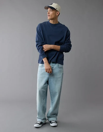 AE Long-Sleeve Boxy Sueded Jersey T-Shirt