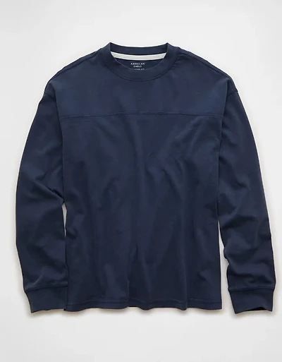 AE Long-Sleeve Boxy Sueded Jersey T-Shirt