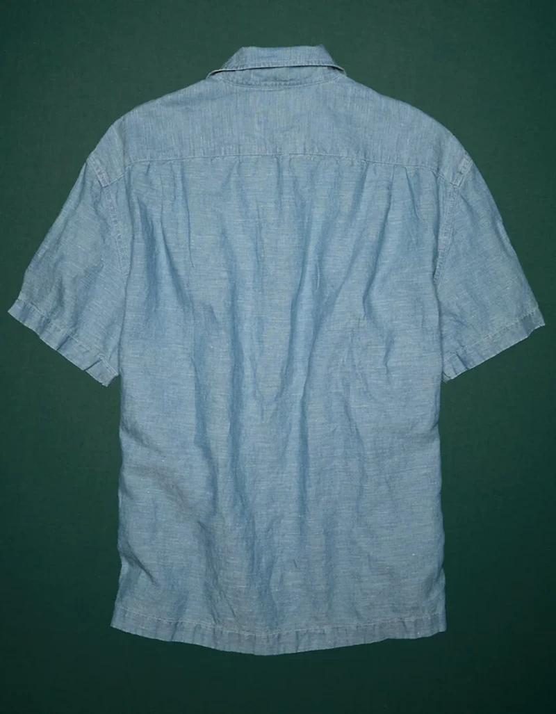 Chemise à col cubain en chambray haut de gamme AE77