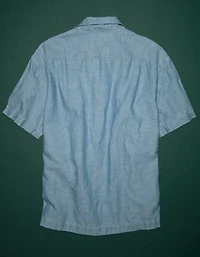 Chemise à col cubain en chambray haut de gamme AE77