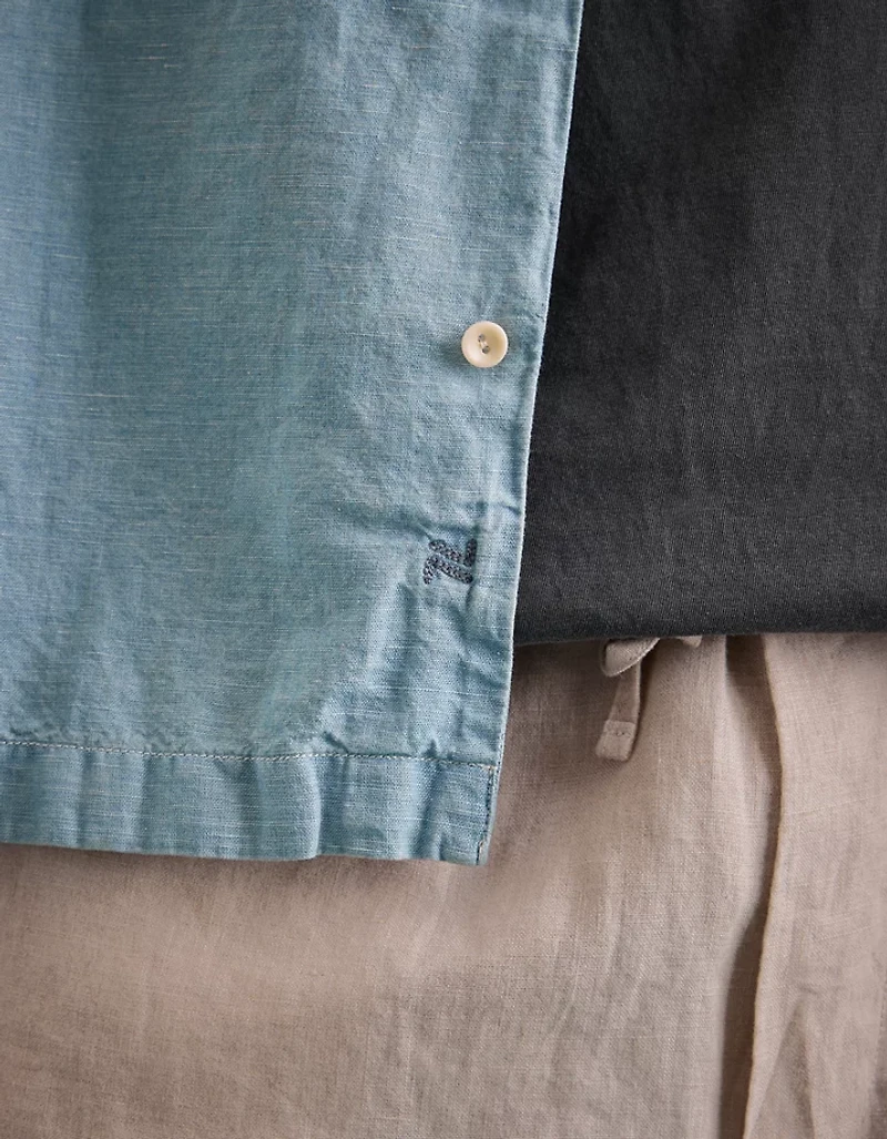 Chemise à col cubain en chambray haut de gamme AE77