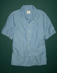 Chemise à col cubain en chambray haut de gamme AE77