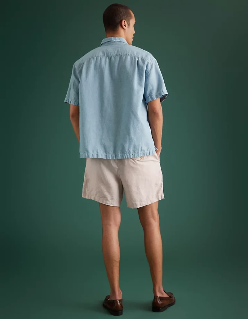 Chemise à col cubain en chambray haut de gamme AE77