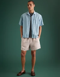 Chemise à col cubain en chambray haut de gamme AE77