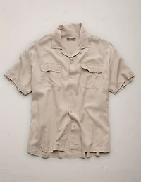 AE77 Premium Relaxed Short-Sleeve Button-Up Shirt