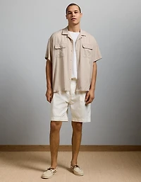 AE77 Premium Relaxed Short-Sleeve Button-Up Shirt
