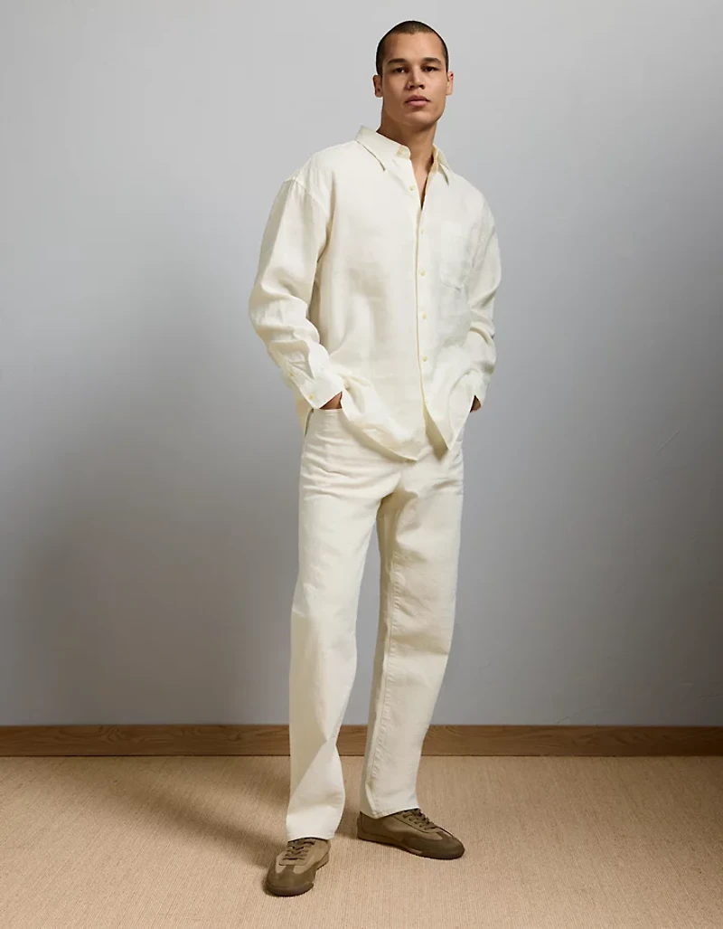Chemise boutonnée en lin décontracté haut de gamme AE77