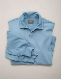 AE77 Long-Sleeve Terry Fleece Polo Shirt