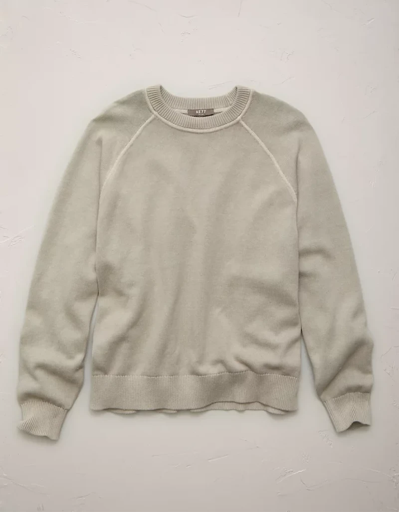 AE77 Garment-Washed Raglan Sweater