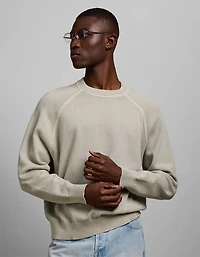 AE77 Garment-Washed Raglan Sweater