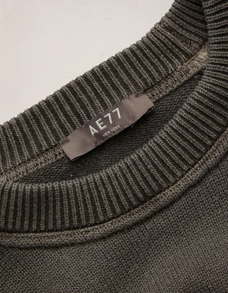 AE77 Garment-Washed Raglan Sweater
