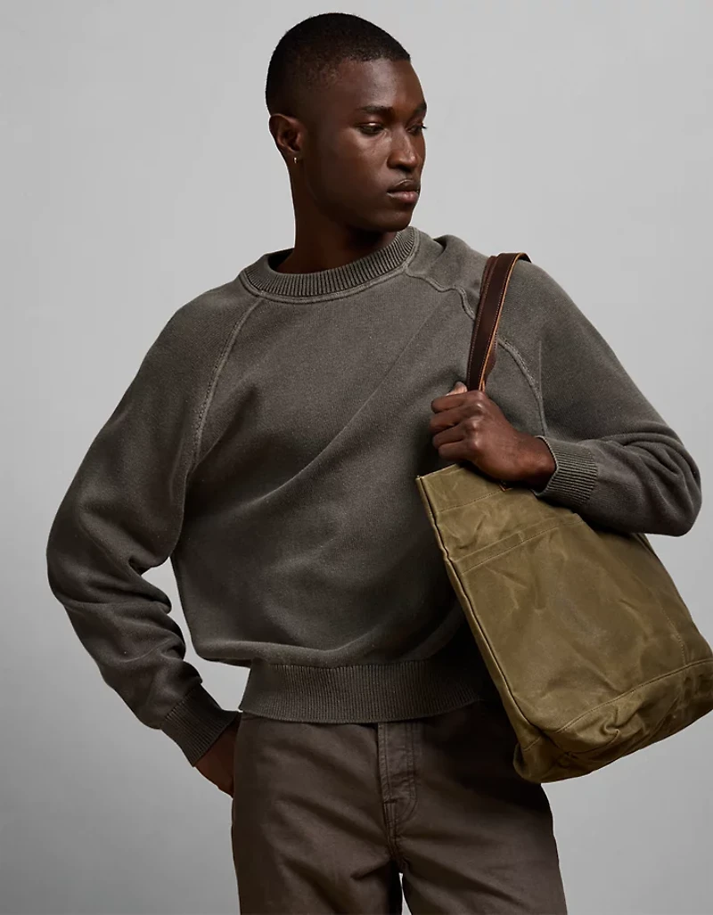 AE77 Garment-Washed Raglan Sweater