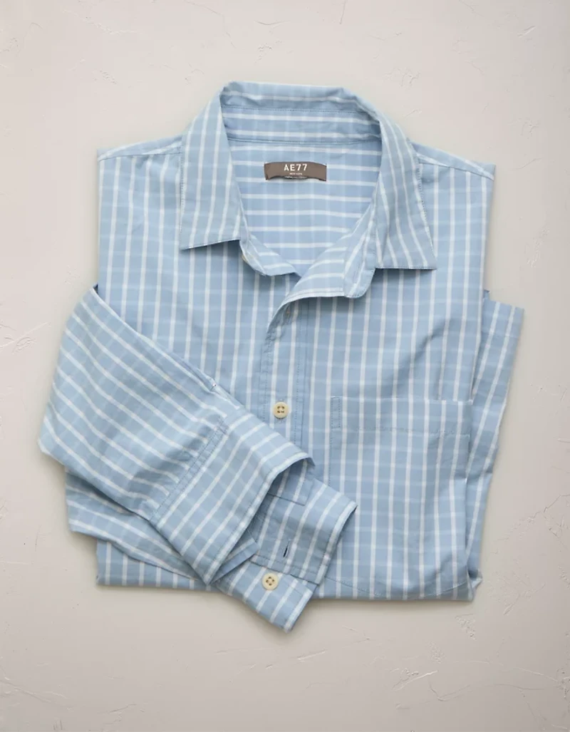 AE77 Poplin Military Button-Up Shirt