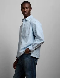 AE77 Poplin Military Button-Up Shirt