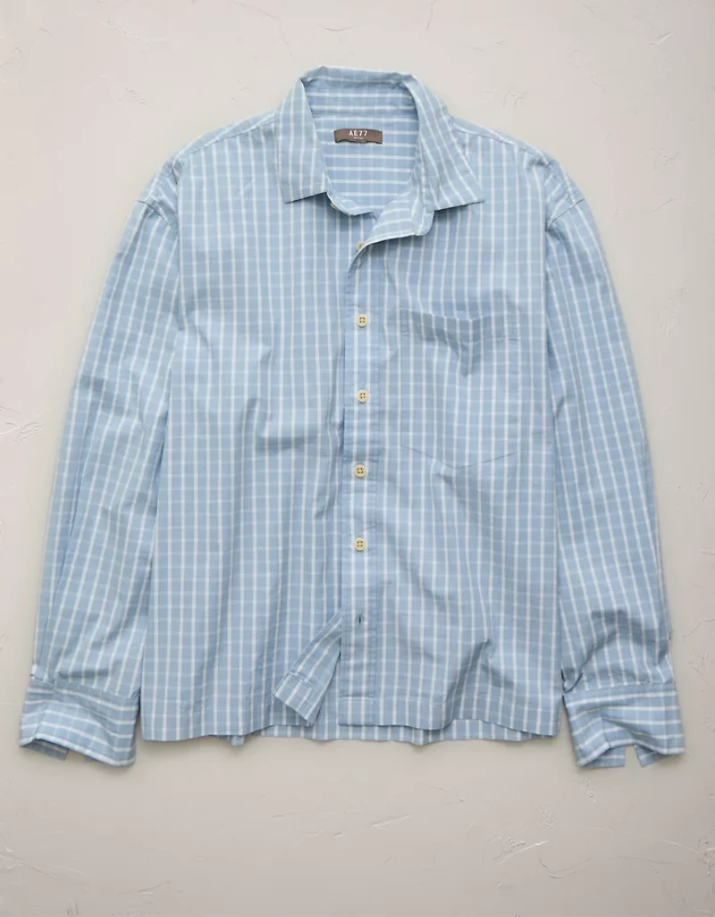 AE77 Poplin Military Button-Up Shirt