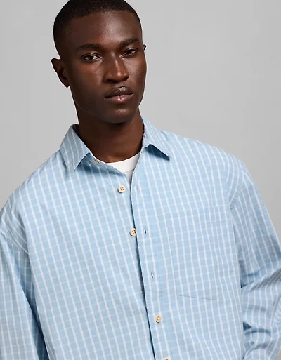 AE77 Poplin Military Button-Up Shirt