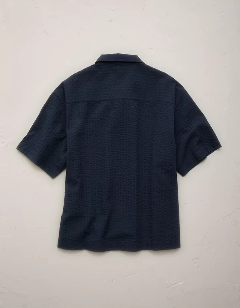 AE77 Seersucker Camp Collar Shirt