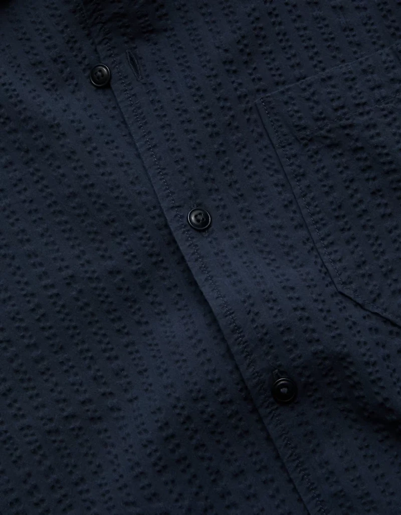 AE77 Seersucker Camp Collar Shirt