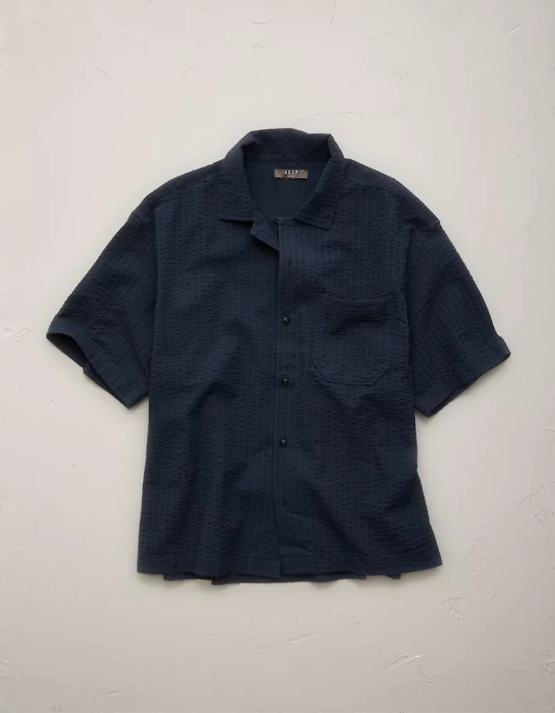 AE77 Seersucker Camp Collar Shirt