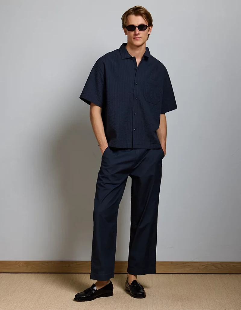 AE77 Seersucker Camp Collar Shirt