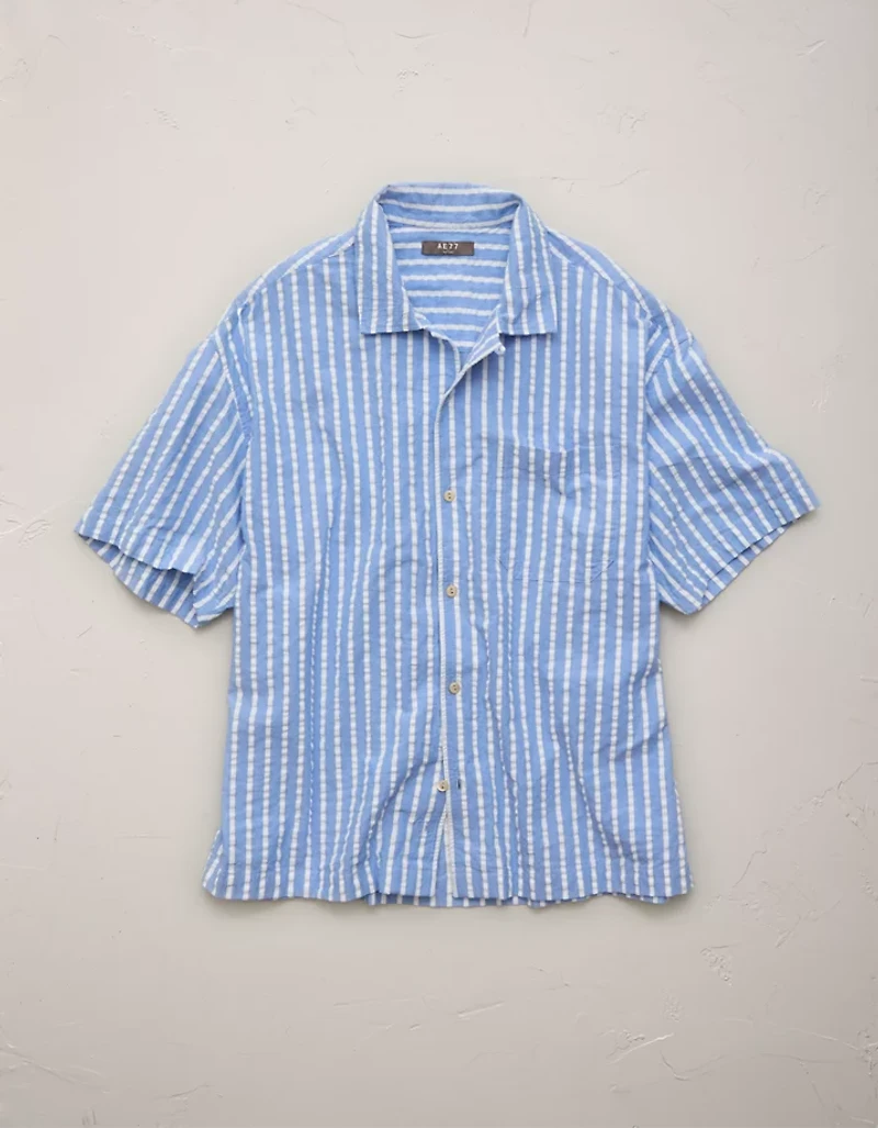 AE77 Seersucker Camp Collar Shirt