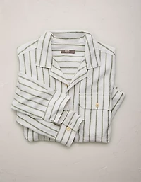 AE77 Linen-Blend Camp Collar Surplus Shirt