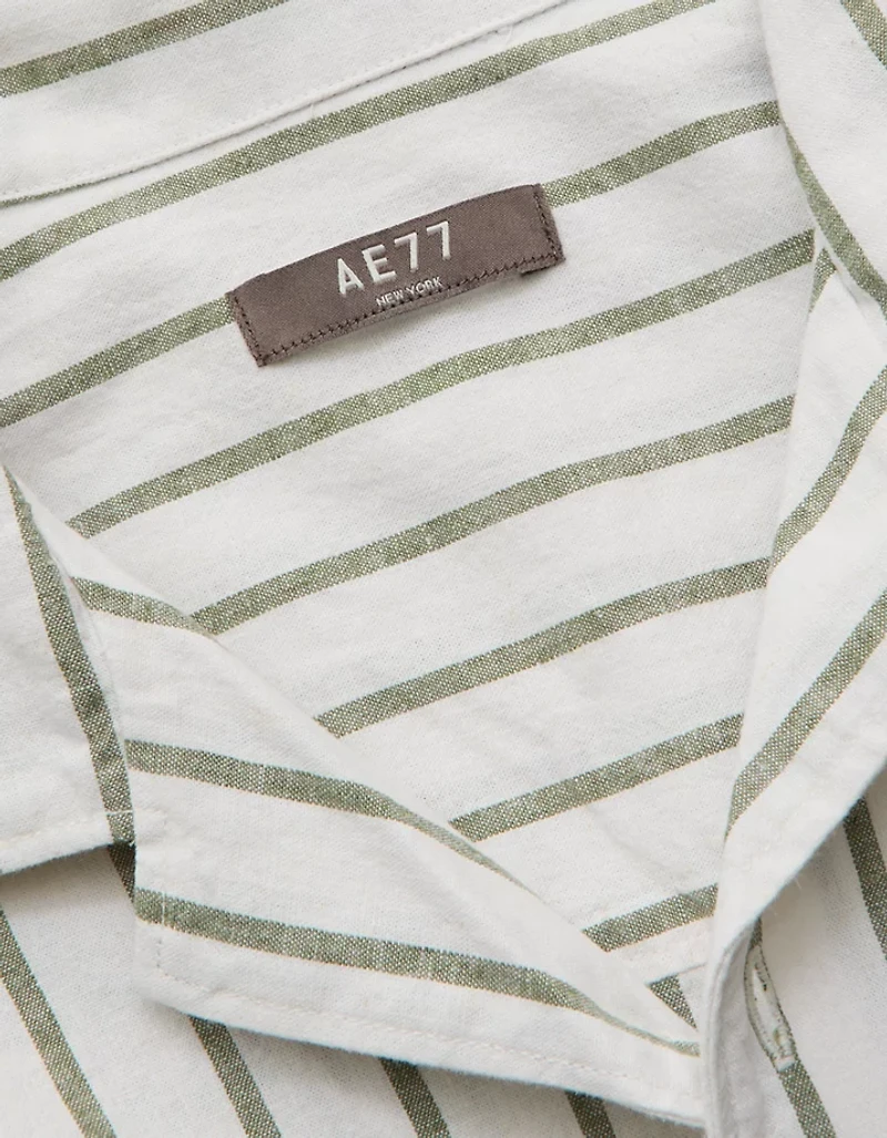 AE77 Linen-Blend Camp Collar Surplus Shirt