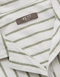 AE77 Linen-Blend Camp Collar Surplus Shirt