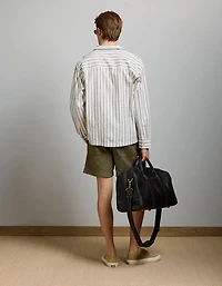 AE77 Linen-Blend Camp Collar Surplus Shirt