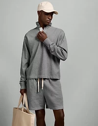 AE77 Garment-Washed Long-Sleeve Utility Polo Shirt