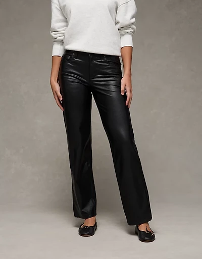 AE Stretch High-Waisted Stovepipe Leather Pant